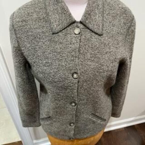 Evan Picone Wool Cardigan Sz Small Gray Long Sleeve Button Down Casual - Picture 1 of 8